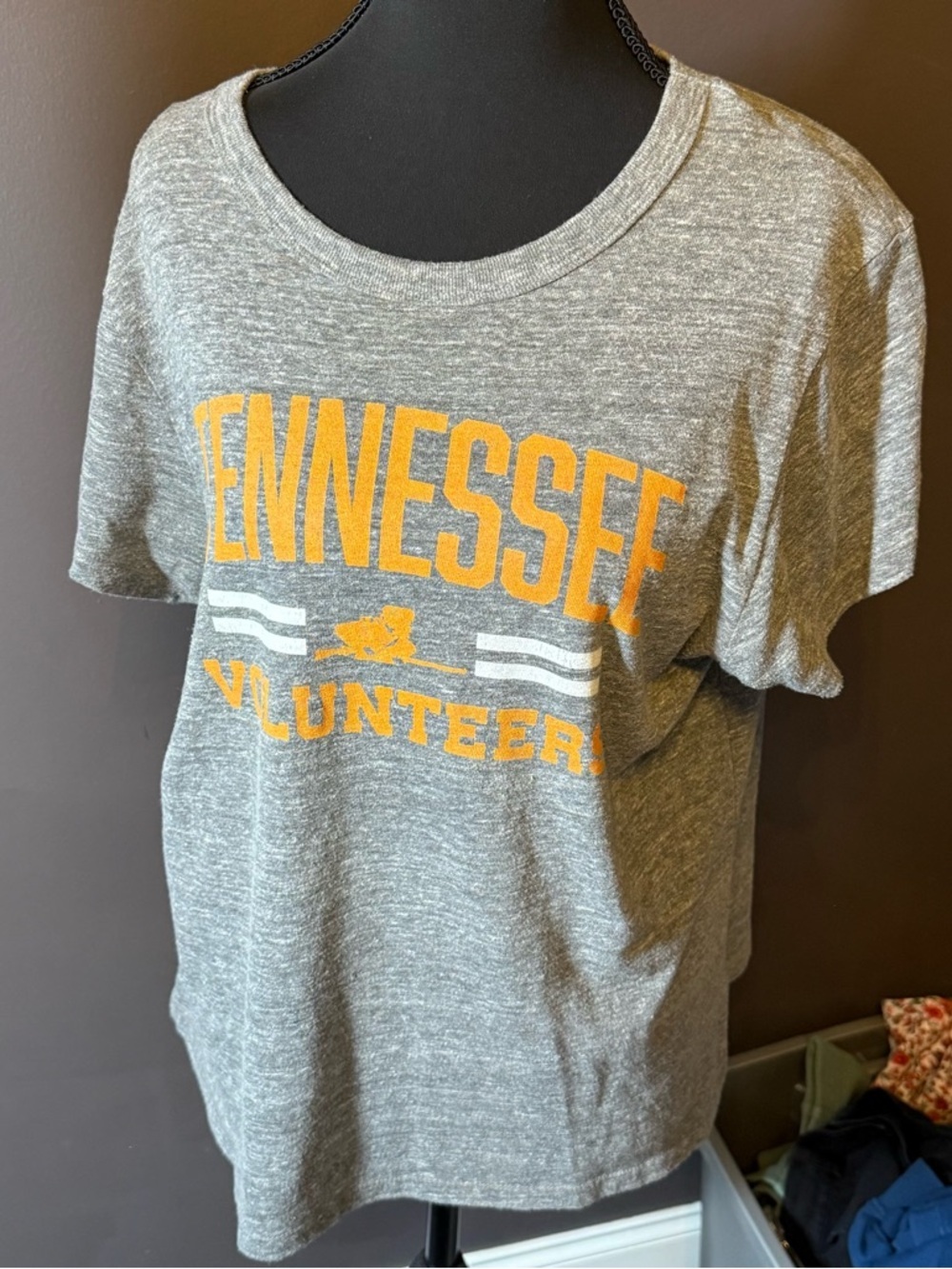 University of Tennessee League Heather Gray X-Large Crew Tee with White Logo